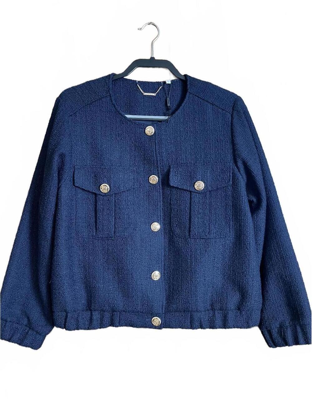 Chico's Tweed Lady Jacket featuring gold-tone buttons large